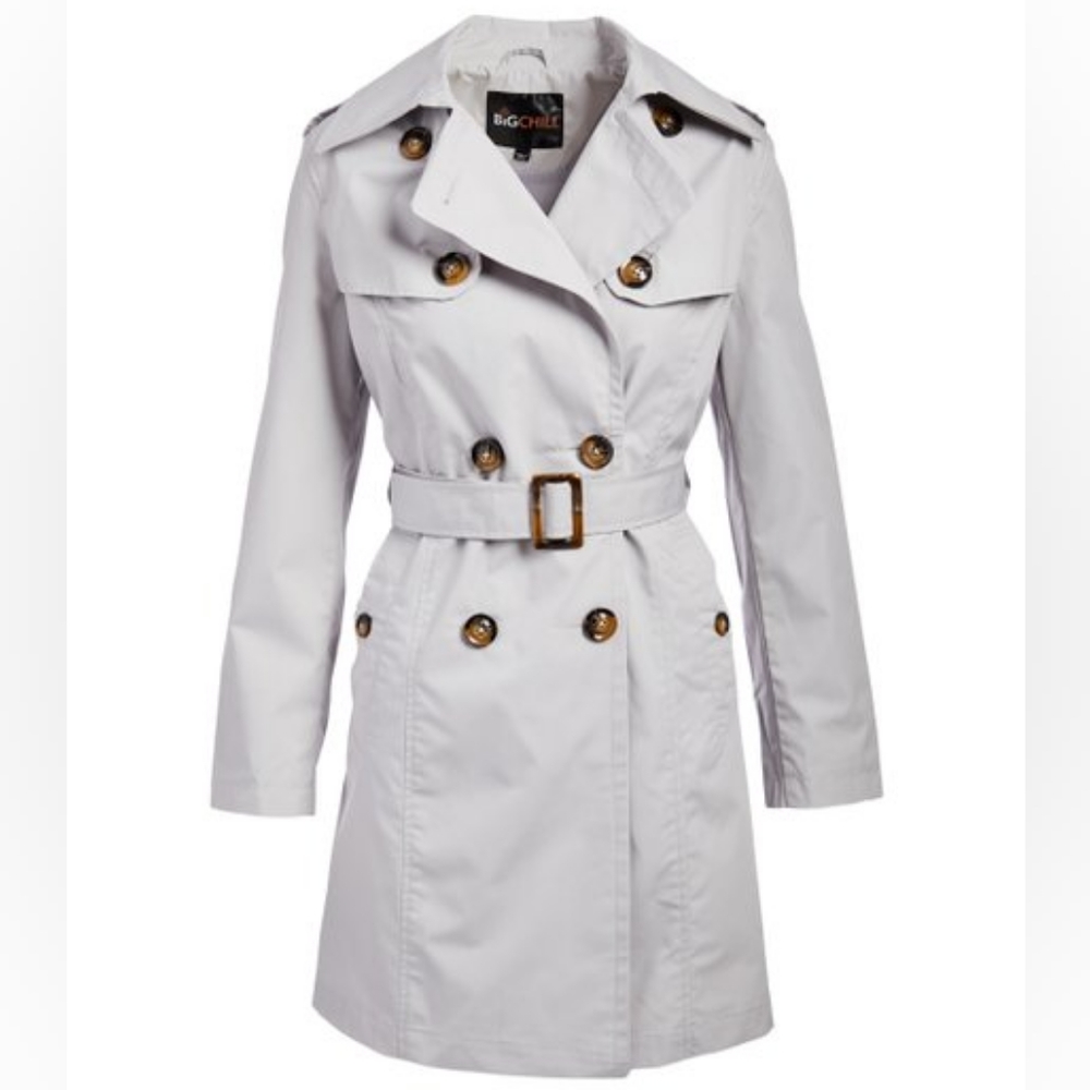 Big Chill | Light Grey Belted Trench Coat